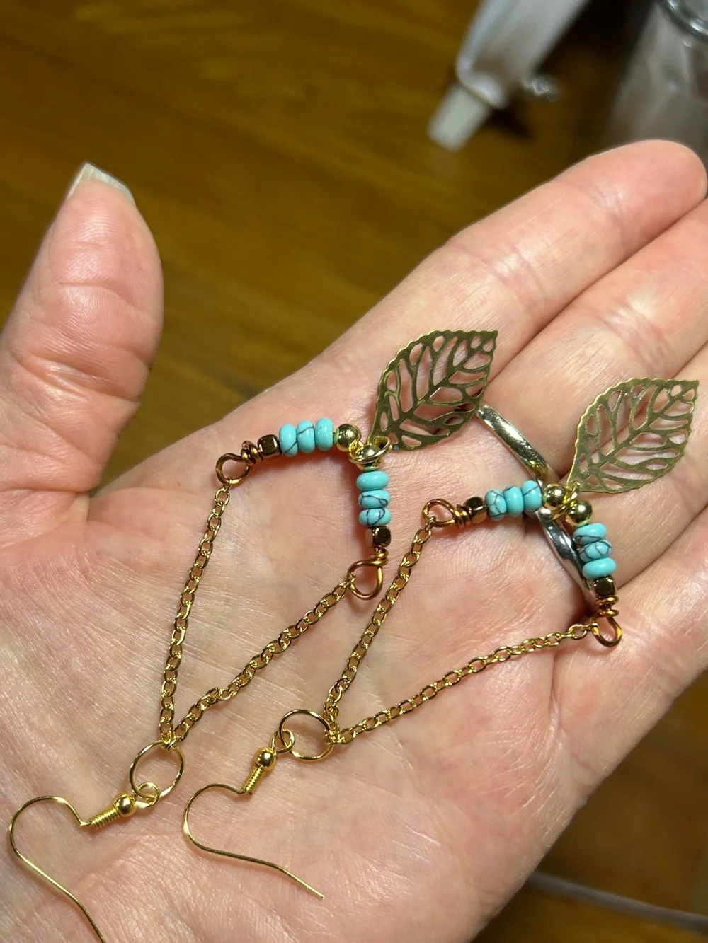 3/$25 Turquoise Leaf Drop Earrings
